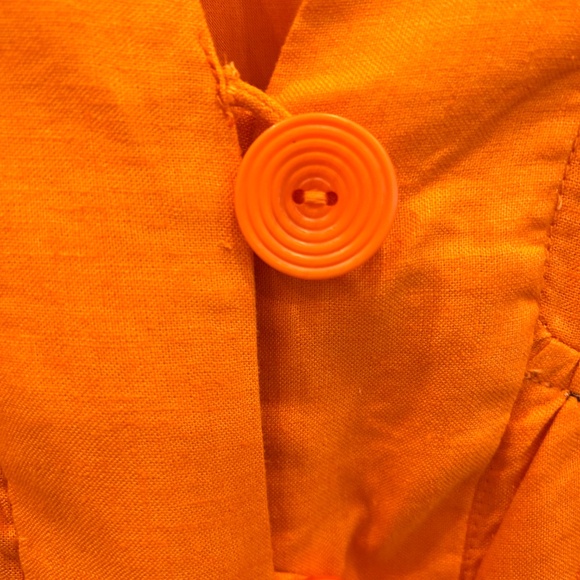 by Anthropologie Renee Dress XS Midi Orange Linen Flutter Sleeve - Picture 6 of 9